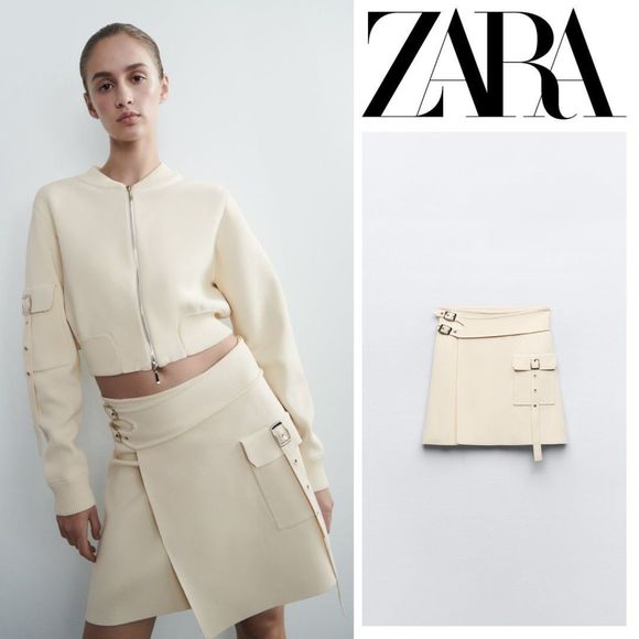 ZARA KNIT SKIRT WITH BUCKLES - Picture 2 of 8